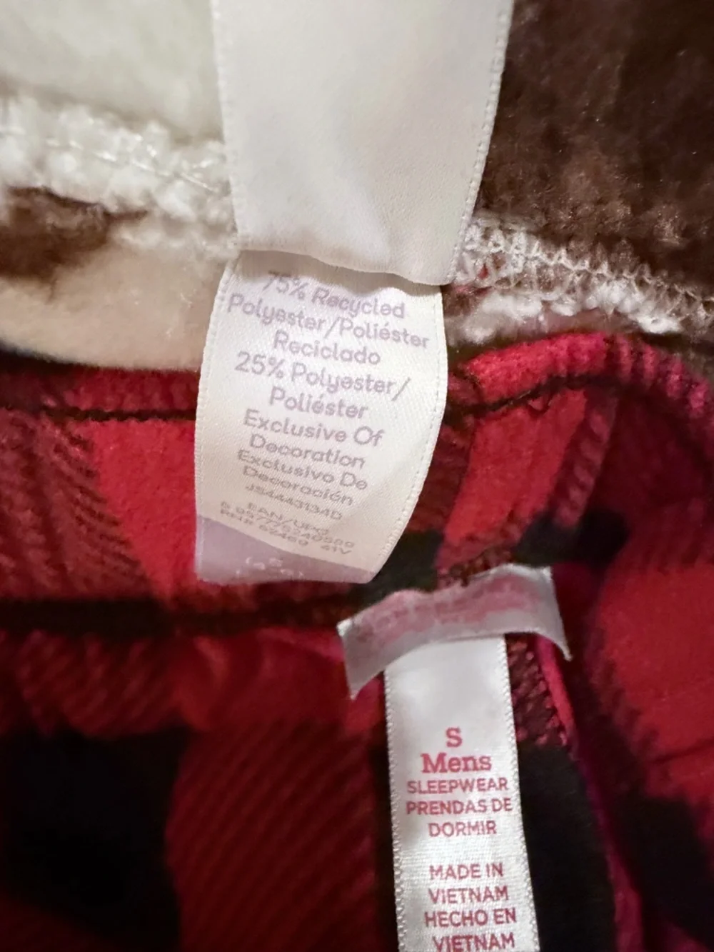 Bundle‎ of Women’s Pajama Pants Set - Cream Bear Print & Red Buffalo Plaid